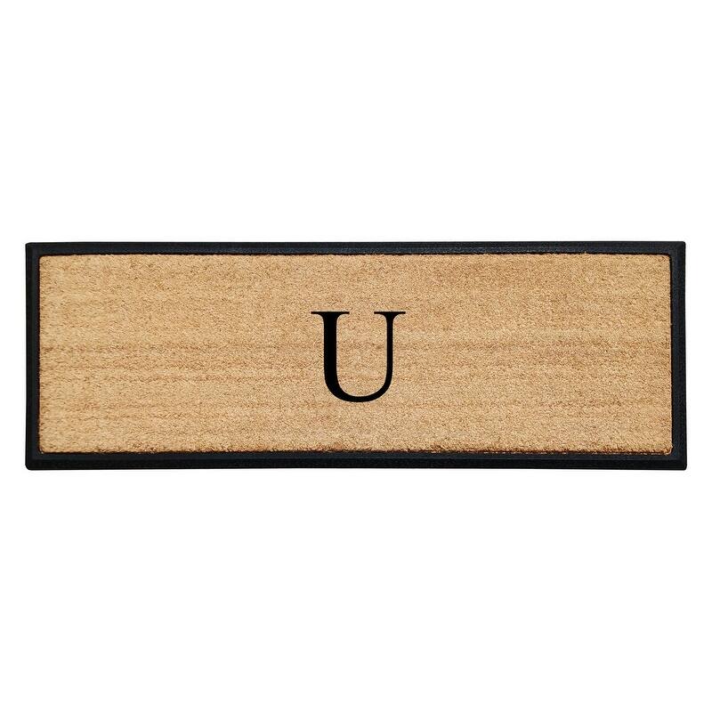 A1HC Rubber/Coir Molded Monogrammed Double Doormat 18"x48" - Monogrammed U