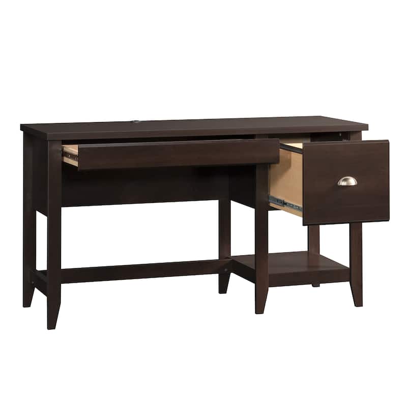 Wood Transitional Desk with 2 Smooth-Glide Drawers, Brown