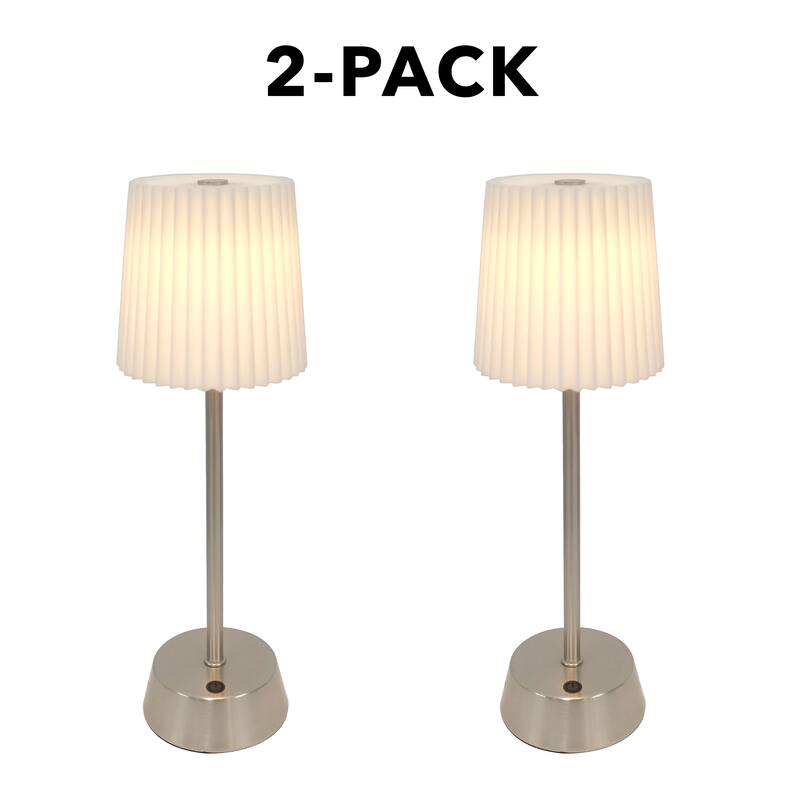 Rechageable Led Table Lamp Brushed Steel (Set of 2)