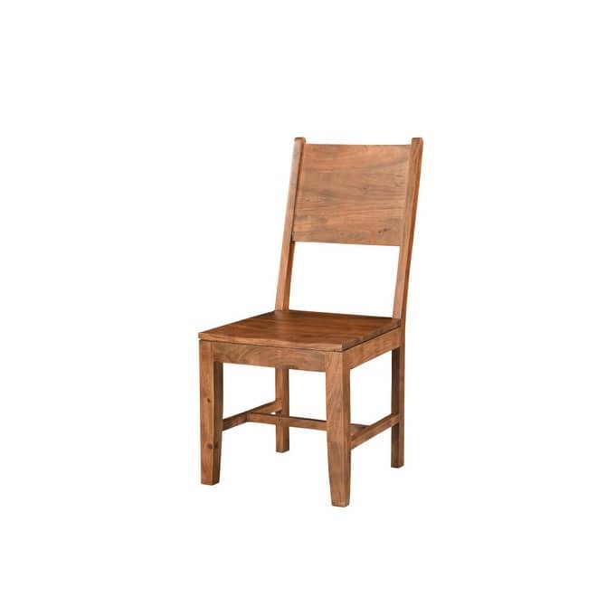 HomeRoots Set of Two Brown Solid Wood Open Back Dining Side Chairs - 18 in. x 39 in. x 18 in.