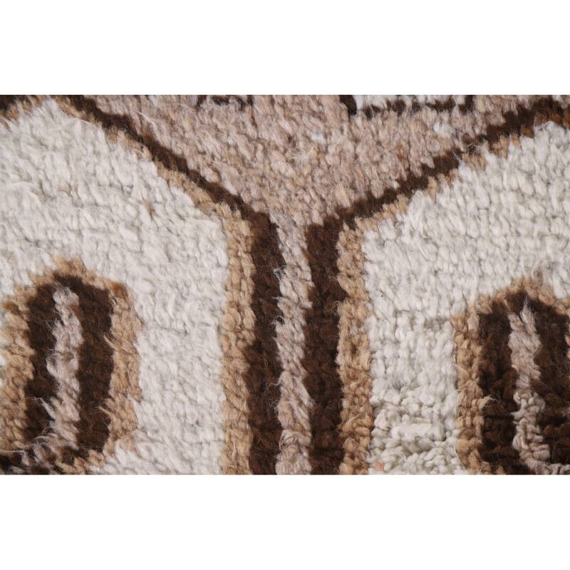 Plush Turkish Anatolian Runner Rug Hand-knotted Beige Wool Carpet - 3'6"x 13'3"