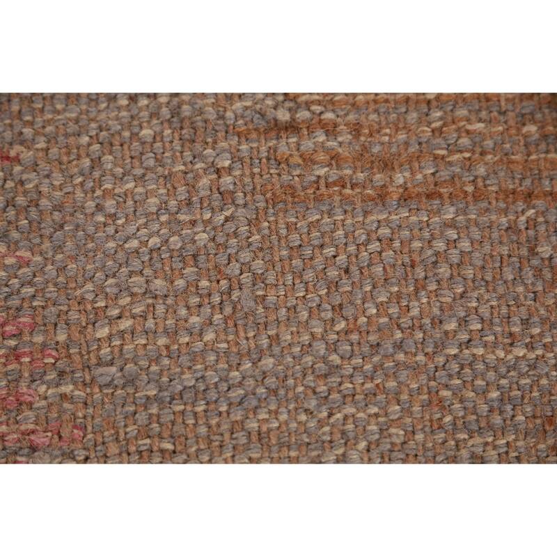 Hand Woven Oriental 100% Jute Carpet Southwestern Modern Brown Kilim Area Rug - 10' 4'' X 8' 2''