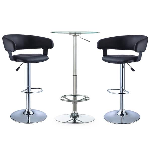 slide 2 of 3, Roxie 3-piece Dining Pub Set with Height Adjustable Stools Black