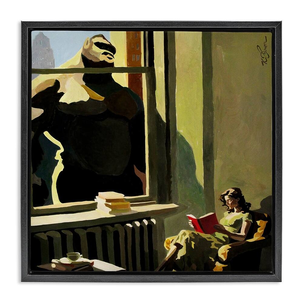 Stupell Gorilla in Window Scene Framed Floater Canvas Wall Art Design By Keith Thomson