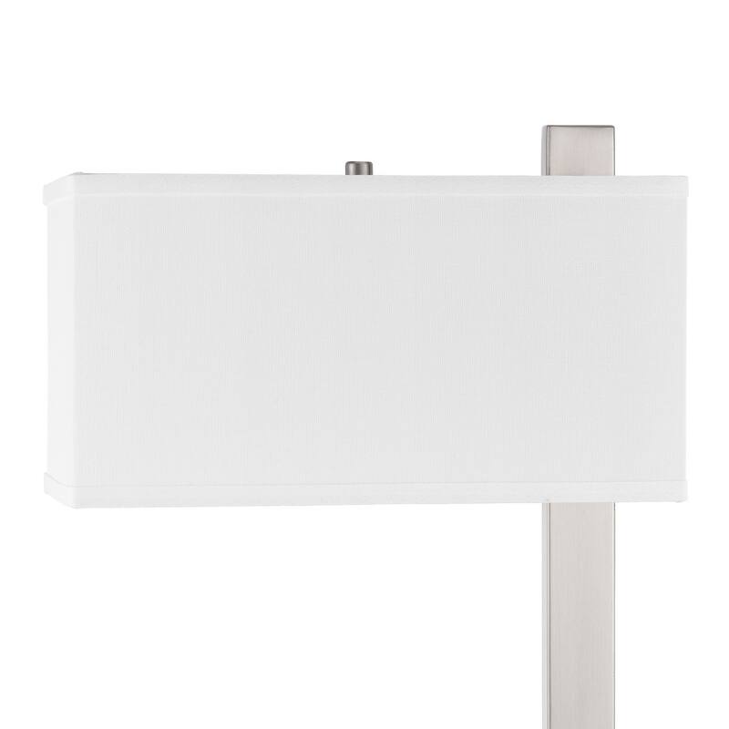 Nacy Table Lamp, 1 Power Outlet and USB Port, Chrome Steel 25 Inch