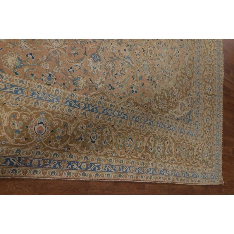 Traditional Mashad Persian Vintage Area Rug Handmade Wool Carpet - 8'1" x 11'5"