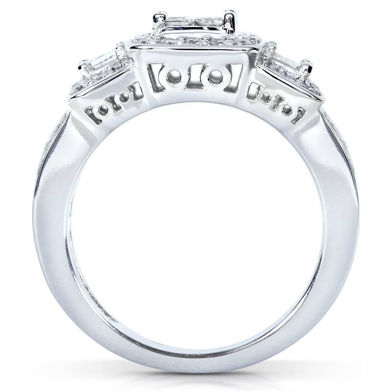 Kobelli 1.18 Carat Natural Diamond 14k Solid White Gold Princess-cut Wide Triple Halo Chunky 2pc Bridal Set