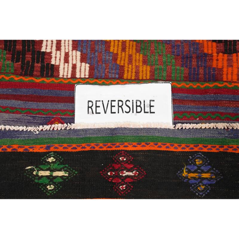 Hand Woven Oriental 100% Wool Carpet Southwestern Tribal Multi-Colored Kilim Area Rug - 9' 9'' X 5' 6''