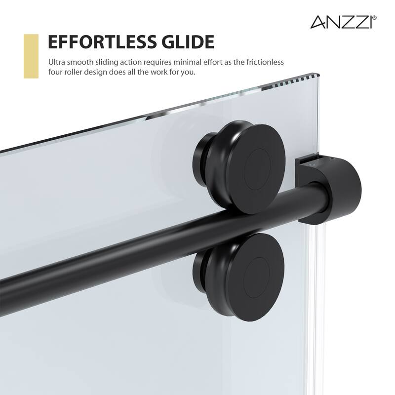 ANZZI Series 56 to 60 in. x 76 in. Frameless Shower Door with Sliding with Tsunami Guard Tempered Clear Glass