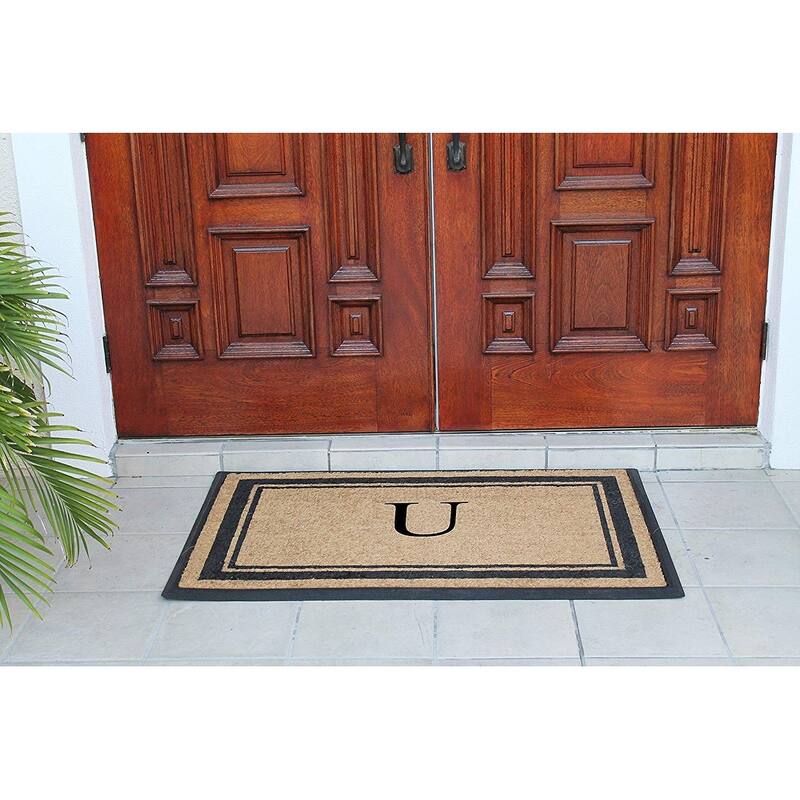 A1HC Markham Border Natural Flocked Rubber Large Doormat 30"x48"