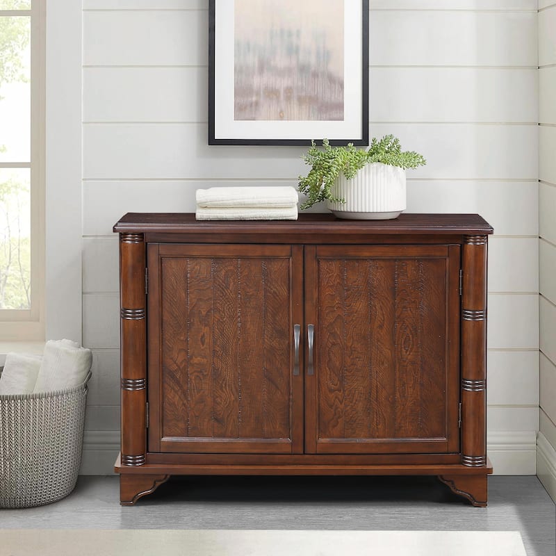 40" Retro Console Table with Adjustable Storage Shelf - Light Espresso