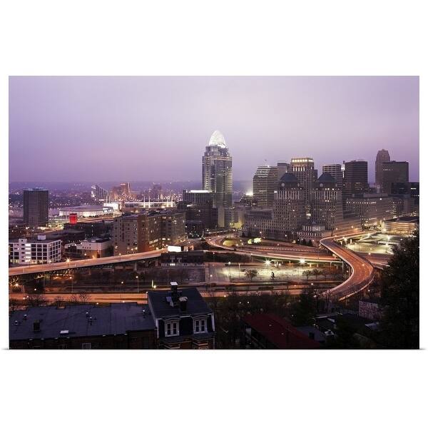 Shop Ohio Cincinnati Skyline At Dawn Poster Print Overstock 16493465