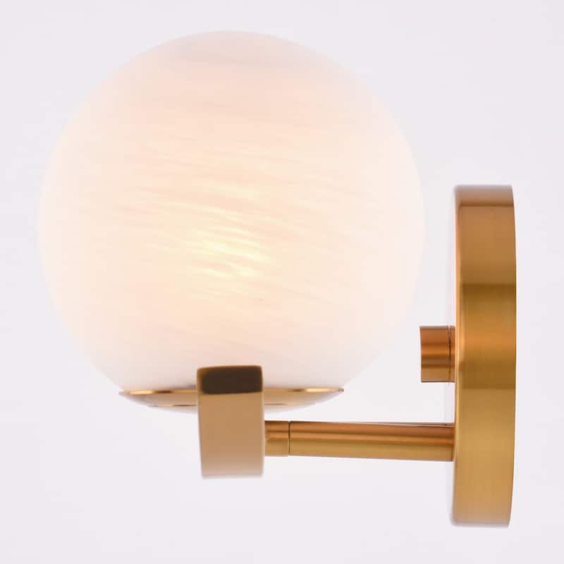 VAXCEL Monticello Bathroom Vanity Lighting Fixture, White Alabaster Glass Globe Shades, Dimmable, Reversible Wall Light