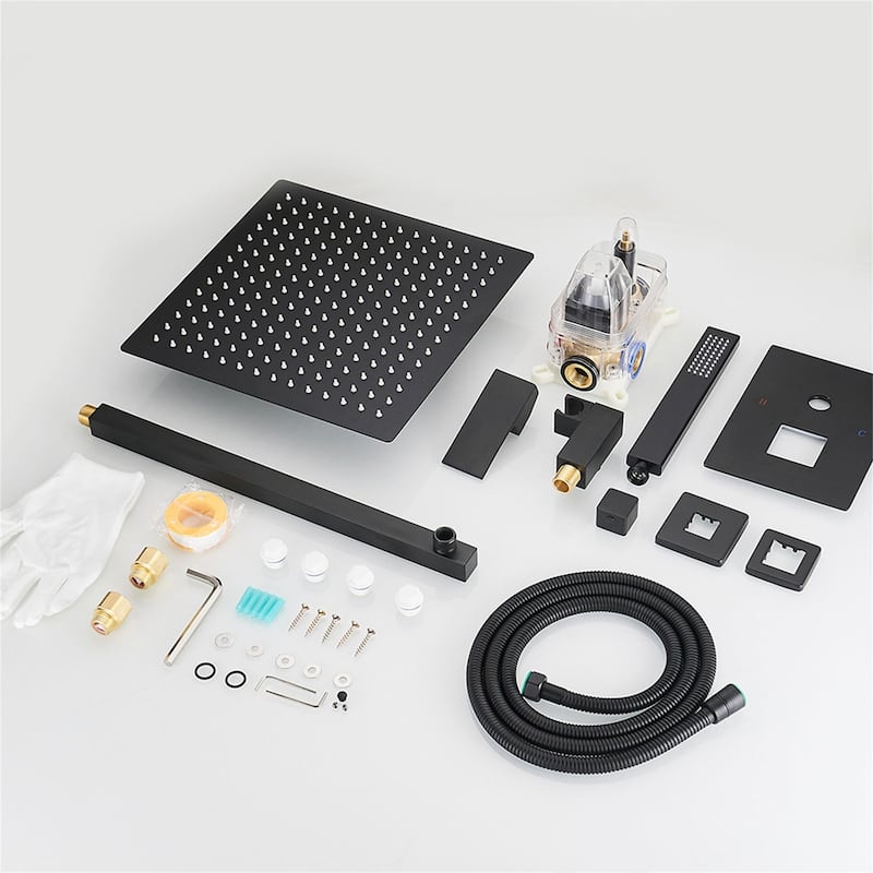 16 Inch Wall Mounted Shower Faucet With Handheld Shower Modern Shower System With Rain Shower Head With Pressure Balance Valve