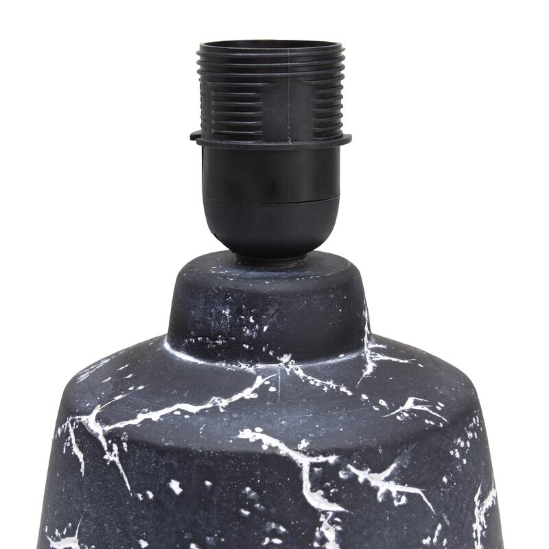 Modern Ceramic Table Lamp with Fabric Drum Shade Compact Marble Inspired Design - 7.09” x 7.09” x 13.30”