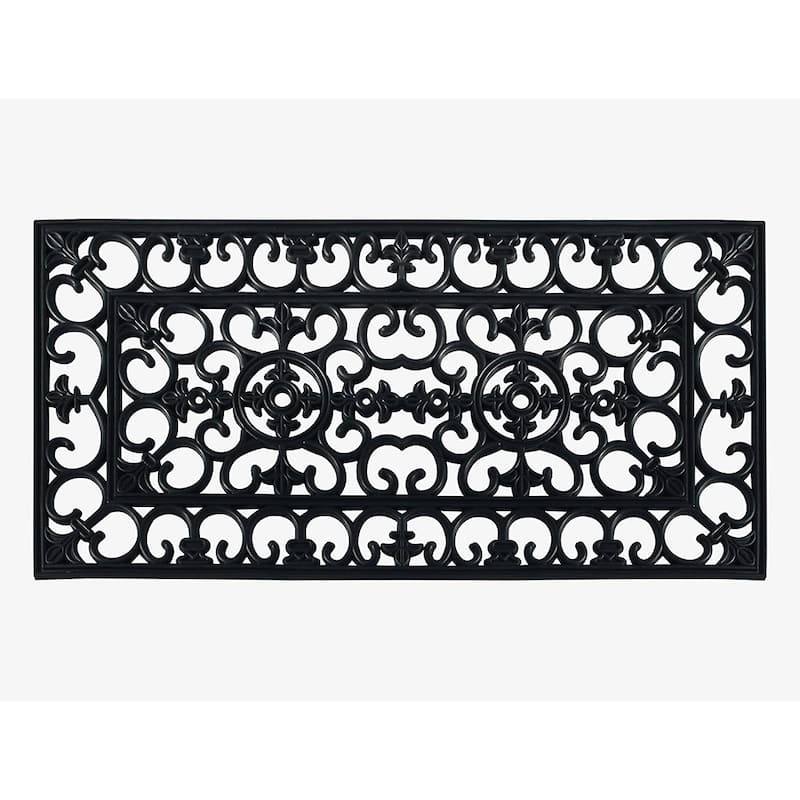 A1HC 100% Rubber Beautifully Hand Finished Elegant Large Doormat for Indoor Outdoor Use - 24"X48" - Black Estate