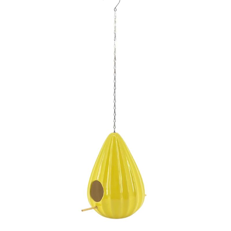 Ceramic 10-Inch Teardrop Ruffled Birdhouse