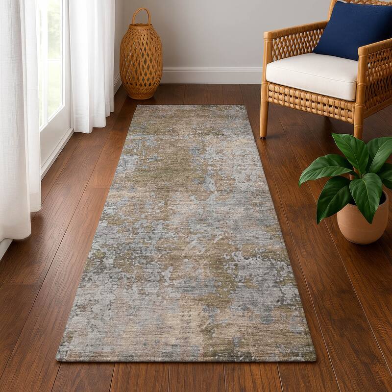 Premium Washable Super Soft Chic Abstract Mayfield Rug - Taupe - 2'3" x 7'6"