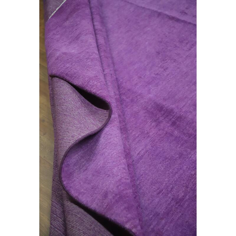 Hand Knotted Oriental 100% Wool Carpet Modern Solid Purples Gabbeh Area Rug - 12' 3'' X 8' 11''