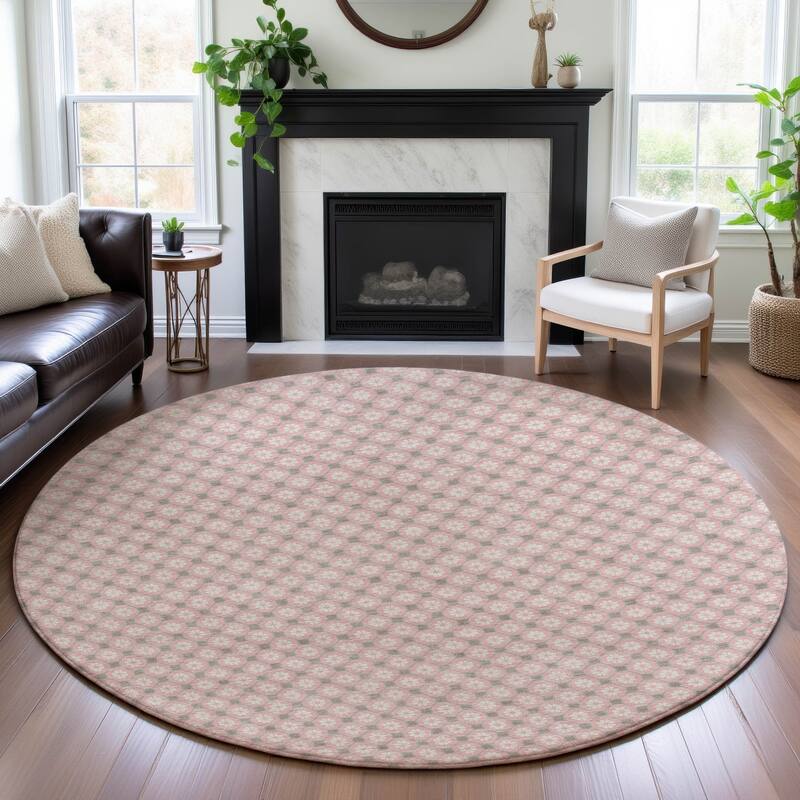 Premium Washable Super Soft Modern Imprints Mayfield Rug - Pink - 8' x 8'