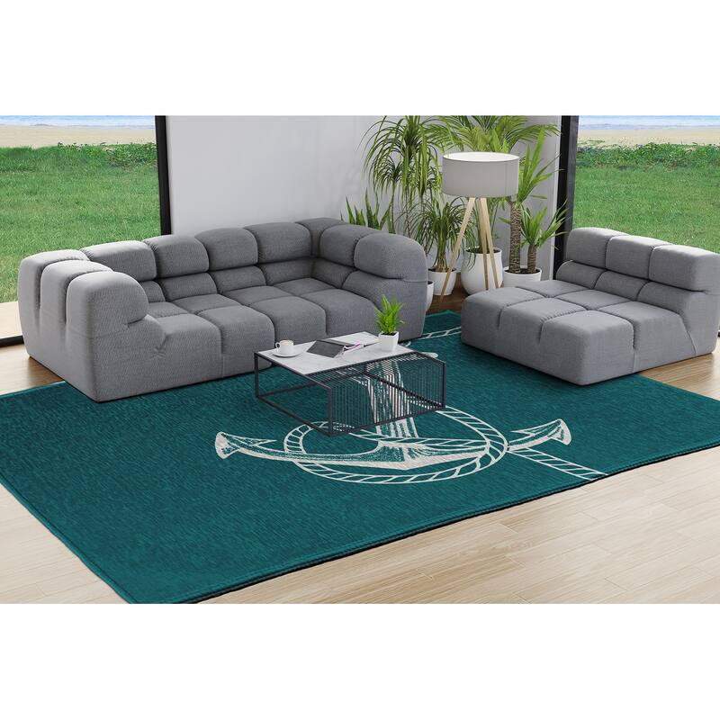 Anchored Nautical Chenille Rug
