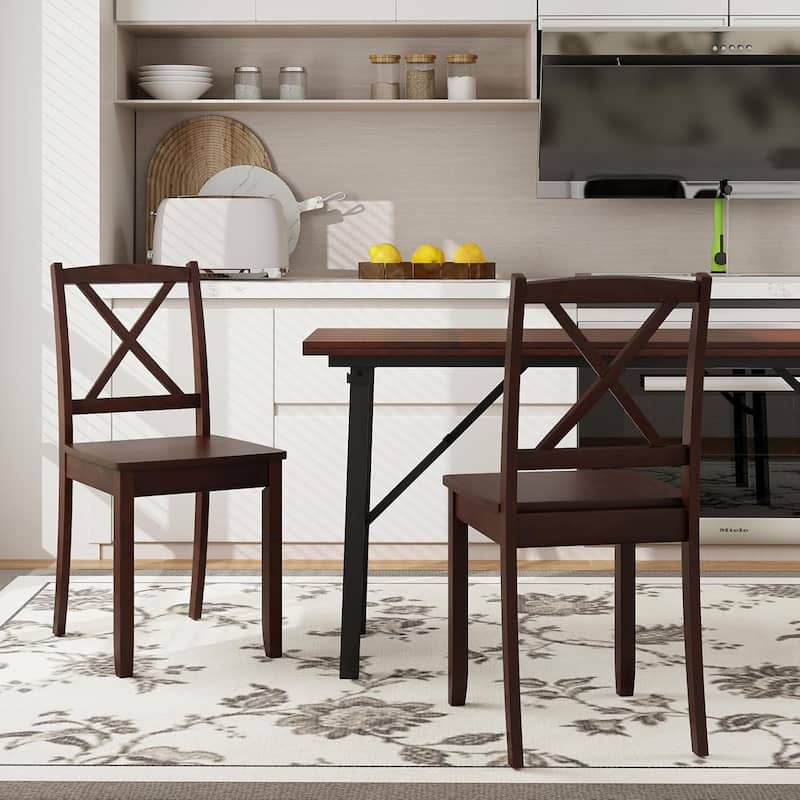 Set of 2 Dinner Chairs Armless Kitchen Chairs w/ Rubberwood Legs