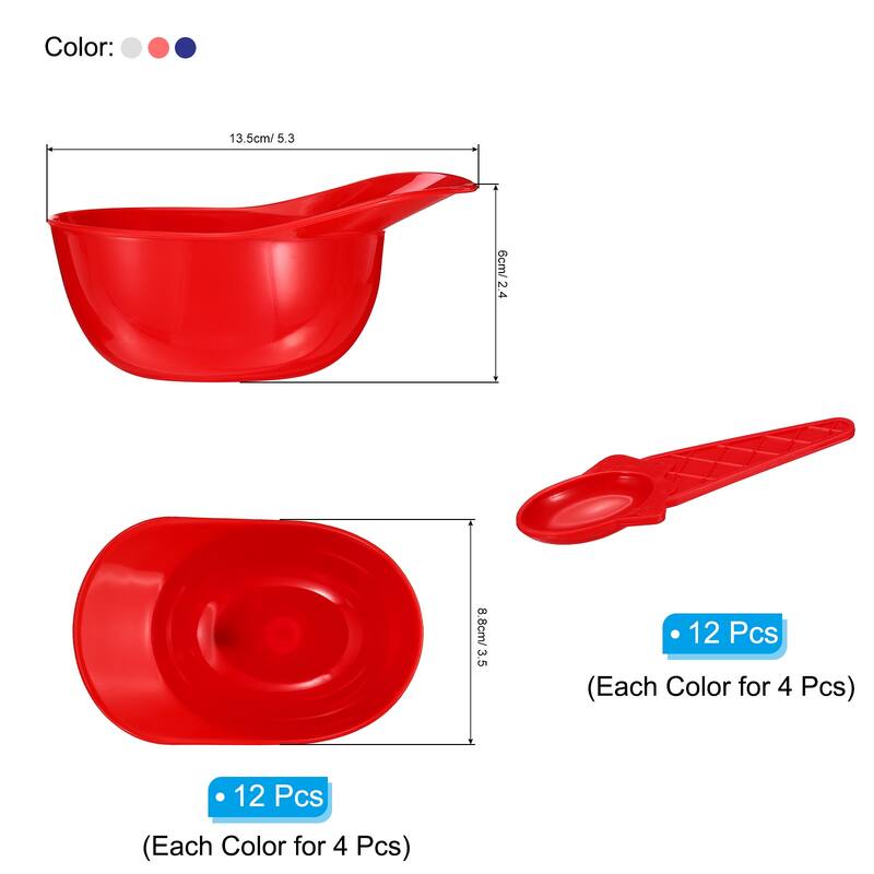 12 Set Ice Cream Bowls and Spoons Set, 8oz Baseball Cap Ice Cream Bowl - Blue White Red
