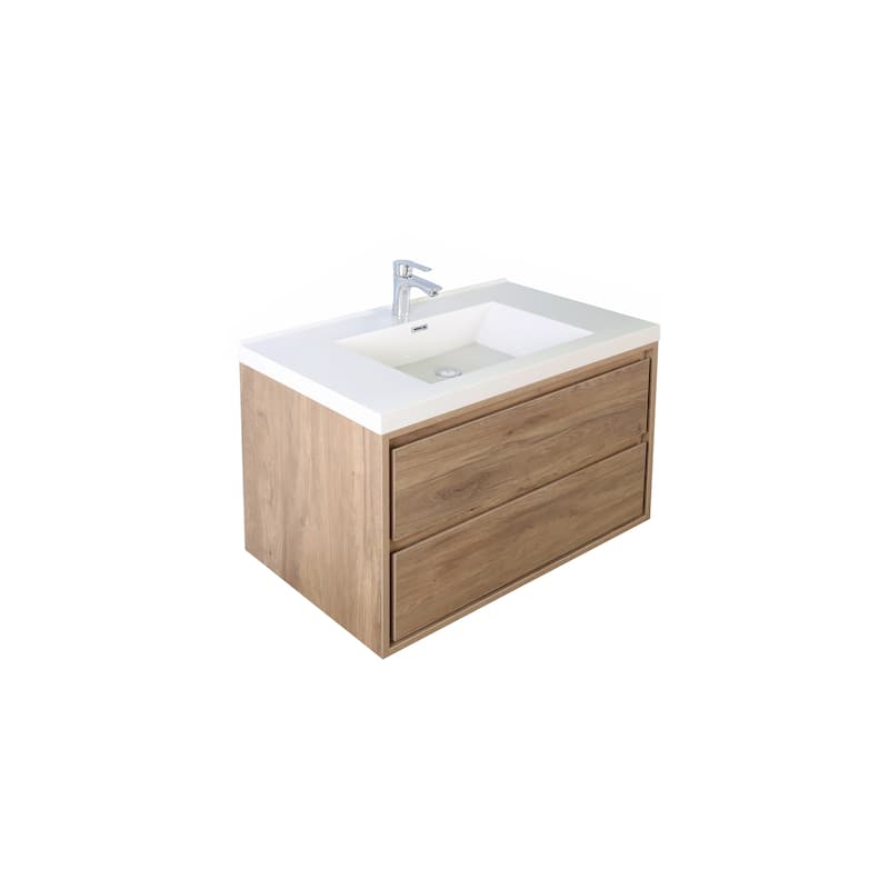 Sage 30“ wall mounted bathroom vanity with single basin acrylic top