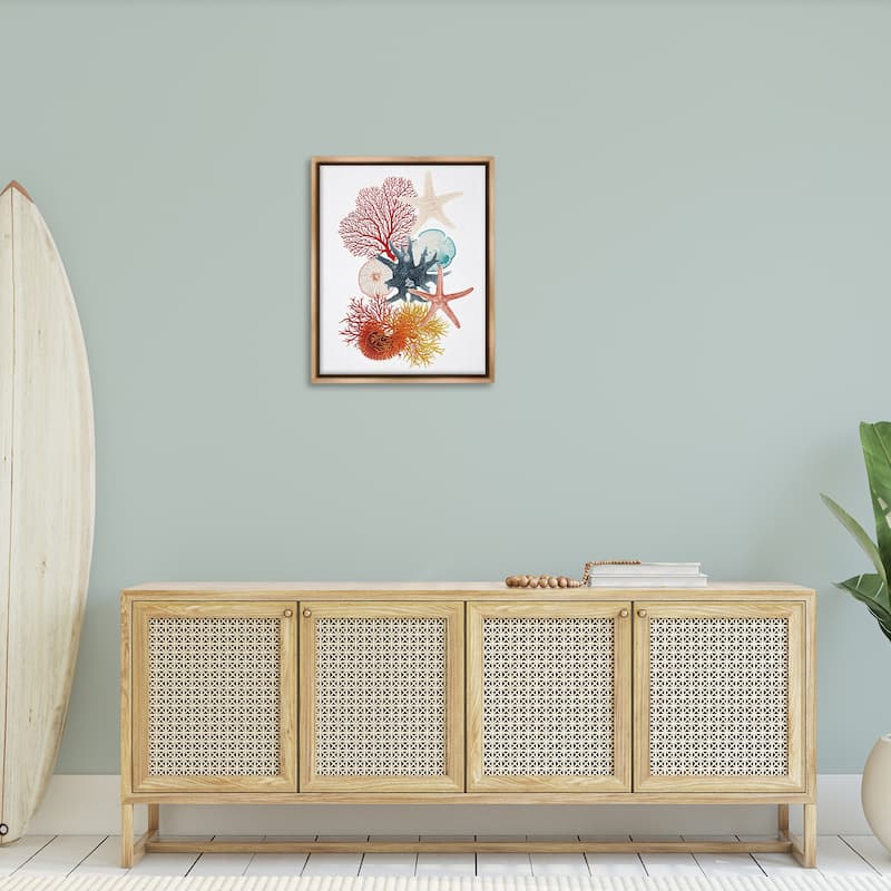 Stupell Coral & Undersea Creatures Framed Floater Canvas Wall Art Design By Ramona Murdock