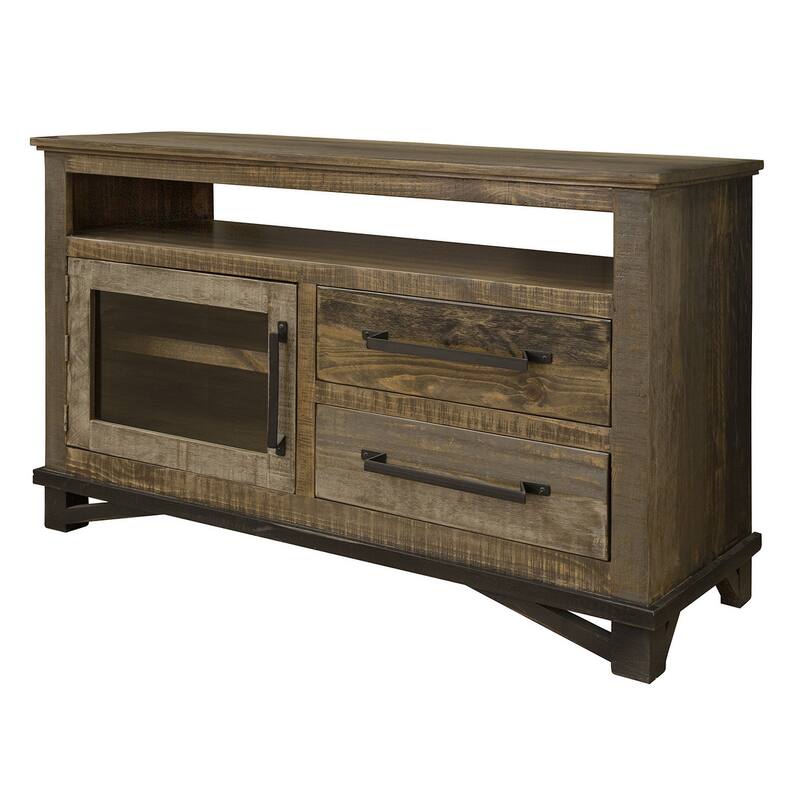 HomeRoots 51" Brown Solid Wood Cabinet Enclosed Storage Distressed TV Stand - 51.25' X '32' X '17.75