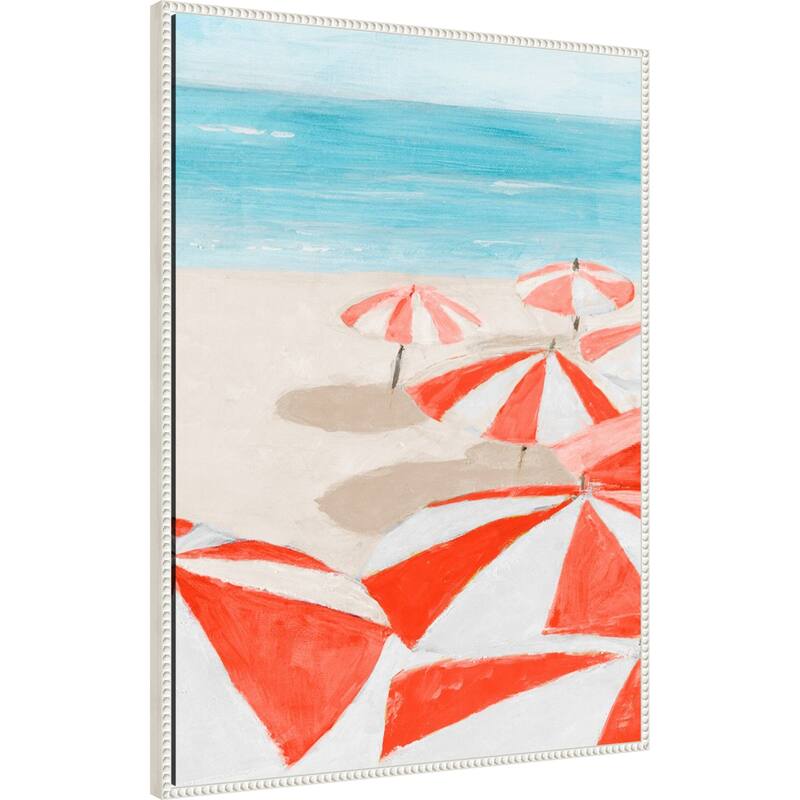 Umbrellas To The Sea No. 2 by Lorenzo collective Framed Canvas Wall Art Print