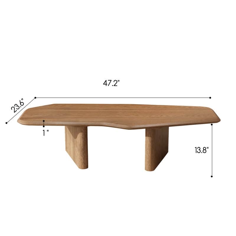 47.2 Inches Free Form Rustic Ash Wood Veneer Coffee Table for Small Living Room