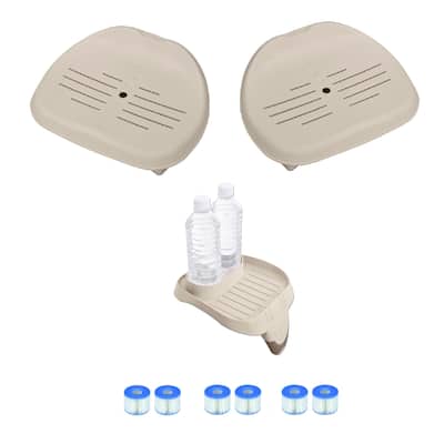 Intex Spa Seat (2 pack) and Cup Holder/Tray & Type A Filter Cartridges (3 Pack) - 9