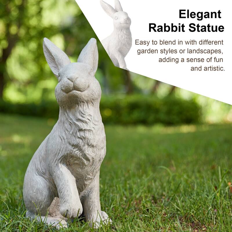 Glitzhome MgO Standing Rabbit Bunny Garden Statue Outdoor Indoor