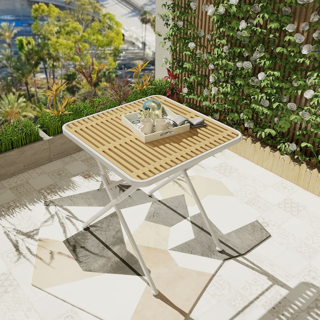 Modern folding square table - indoor and outdoor multi-functional table - polypropylene tabletop with metal legs, suitable