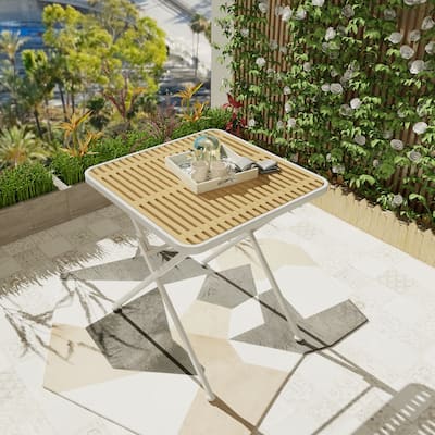 Modern folding square table - multi-functional table - polypropylene tabletop with metal legs