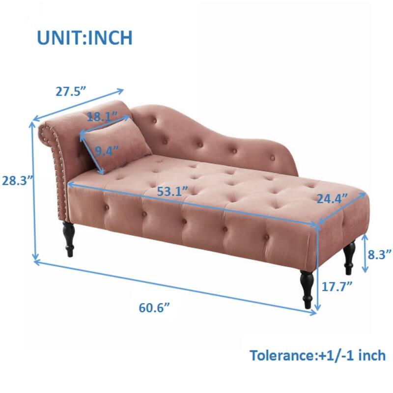 Rose 60.6" Velvet Button Tufted Chaise Lounge Chair