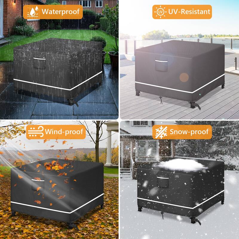 Waterproof Patio Furniture Cover 125in.x28in. Black Square Table Cover - 125x125x28in.