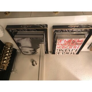 Set of 2 Quinn Rectangular Trays,Black&White