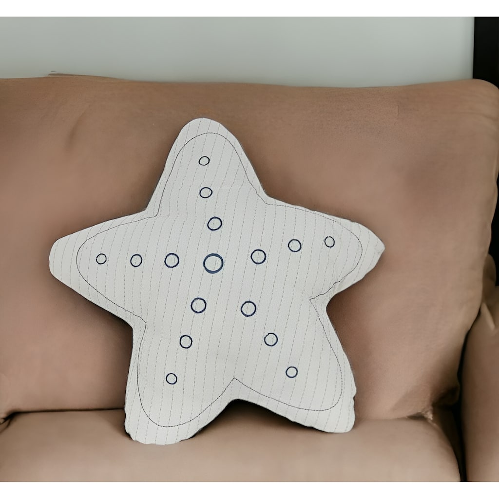 Set of Two 12" X 12" White Star Starfish Coastal Throw Pillow