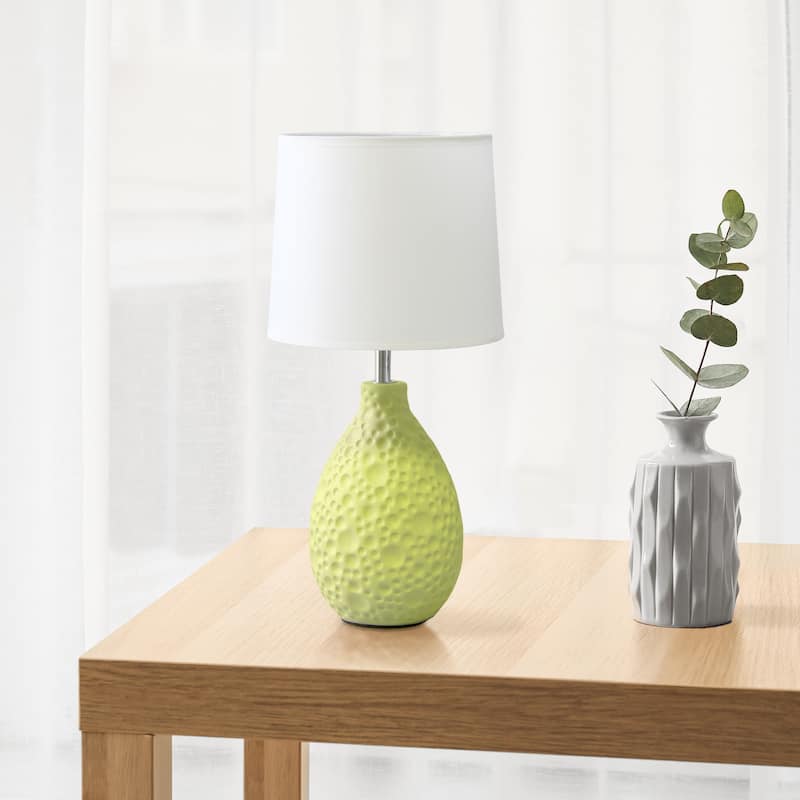 14.17" Textured Tear Drop TableLamp with White Fabric Shade