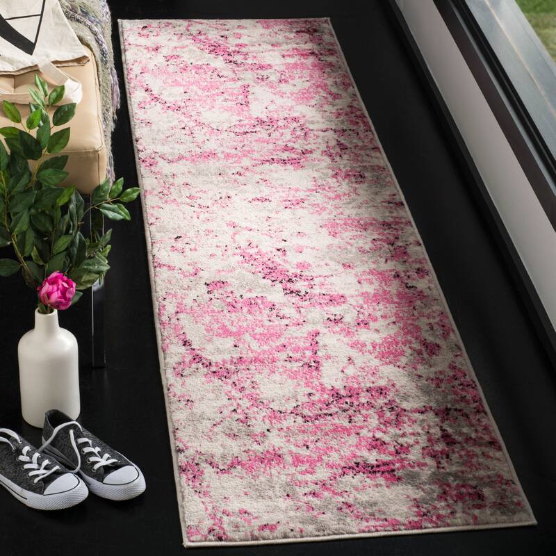 SAFAVIEH Skyler Leitha Modern Rug - 2' x 8' Runner - Pink/Ivory