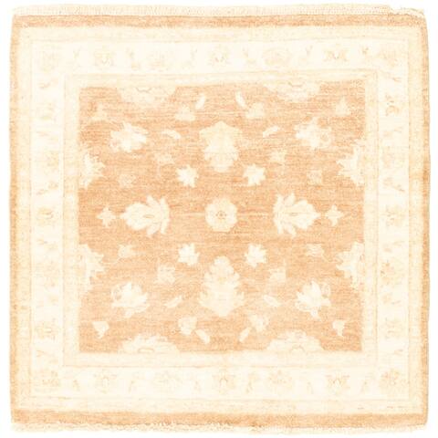 ECARPETGALLERY Hand-knotted Chobi Finest Brown Wool Rug - 3'1 x 3'1
