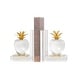 preview thumbnail 2 of 4, Arcilla Elemental - Clear Crystal Apple Fruit Decorative Bookends with Gold Leaves (Set of 2)