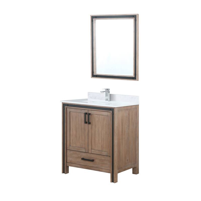 Ziva 30 in W x 22 in D White Bath Vanity, White Quartz Top, Faucet Set and 28 in Mirror