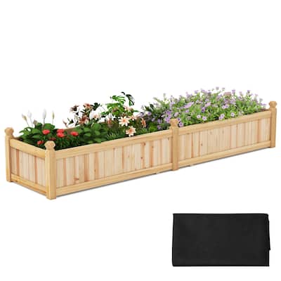 Costway Wooden Raised Garden Bed Outdoor Rectangular Planter Box with - See Details