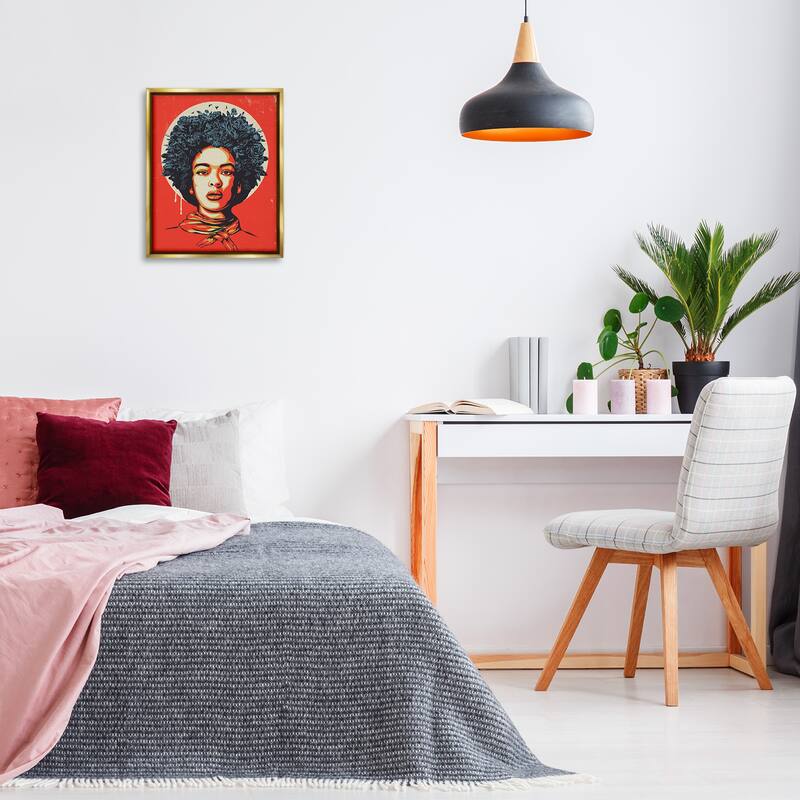 Stupell Vibrant Portrait of Woman Framed Floater Canvas Wall Art Design By Balazs Solti