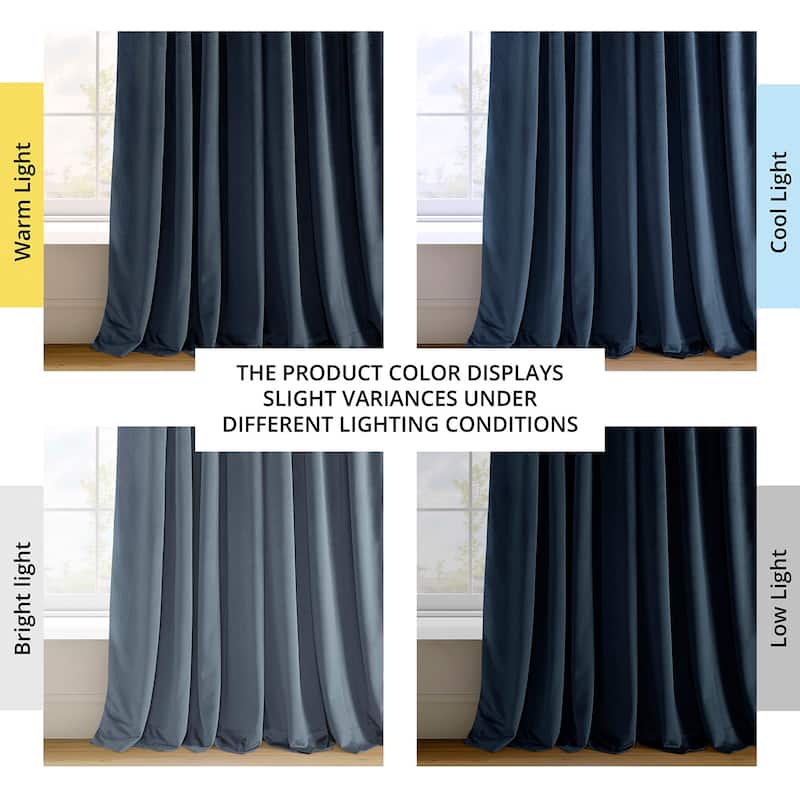 Exclusive Fabrics Midnight Blue Grommet Velvet Blackout Single Curtain (1 Panel)