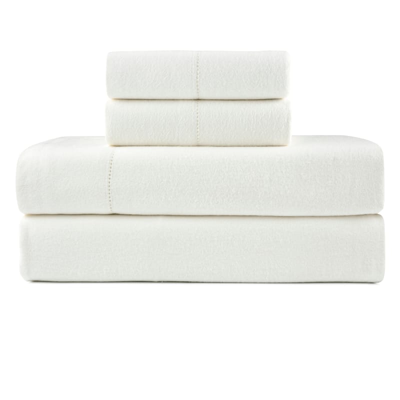 Pointehaven Solid Cotton 180 GSM Deep Pocket Oversized Brushed Flannel Sheet Set