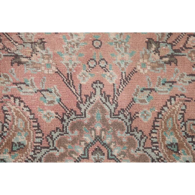 Pink Tabriz Persian Vintage Area Rug Hand-Knotted Wool Carpet - 6'3"x 9'2"